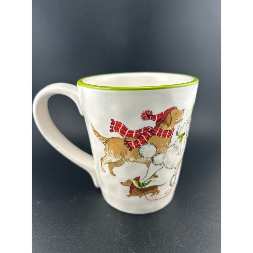 Vintage‎ Pier 1 Imports Coffees Mug Christmas Winter Park Avenue Puppies Cocoa